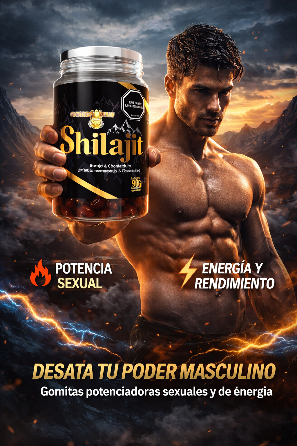 POTENCIA TU ENERGIA MASCULINA Y RENDIMIENTO-SHILAJIT PREMIUM